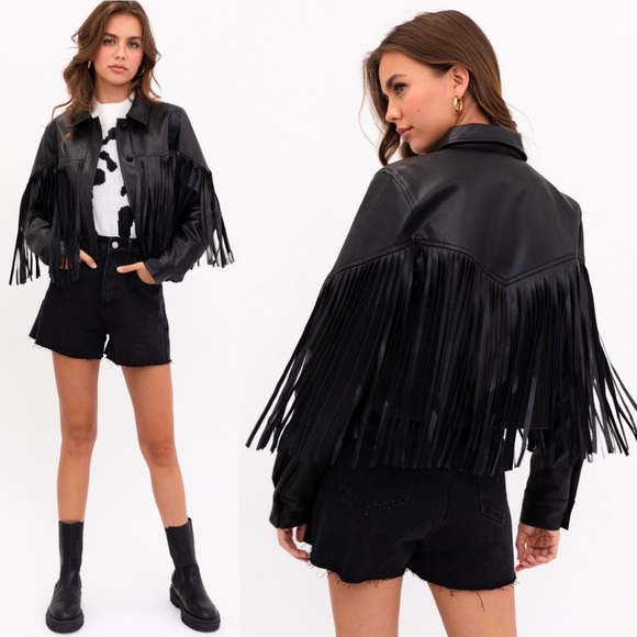 Jackets & Blazers - *JUST IN* Tailgate Faux Leather Black Jacket